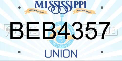 BEB4357 Mississippi License Plate