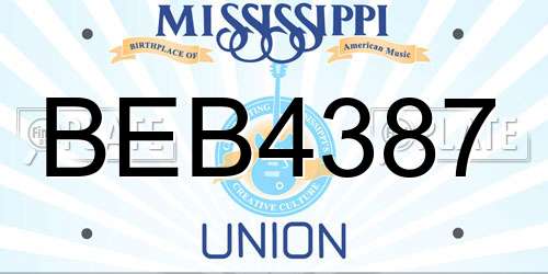 BEB4387 Mississippi License Plate