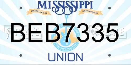 BEB7335 Mississippi License Plate