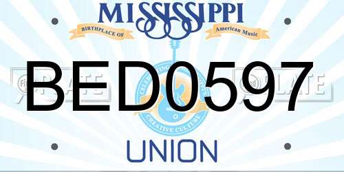 BED0597 Mississippi License Plate
