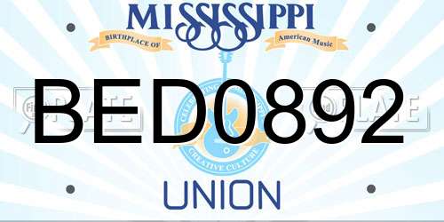 BED0892 Mississippi License Plate