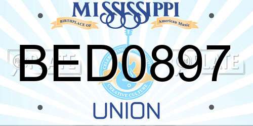 BED0897 Mississippi License Plate