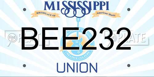 BEE232 Mississippi License Plate