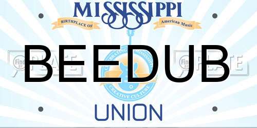 BEEDUB Mississippi License Plate