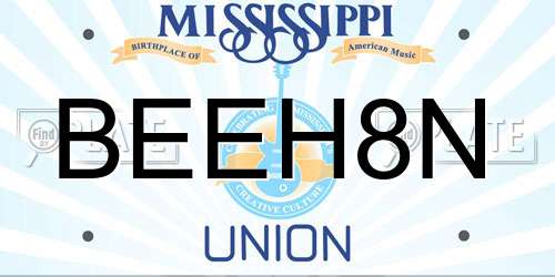 BEEH8N Mississippi License Plate
