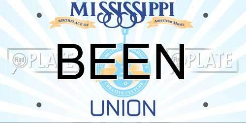BEEN Mississippi License Plate
