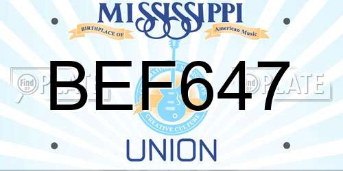 BEF647 Mississippi License Plate