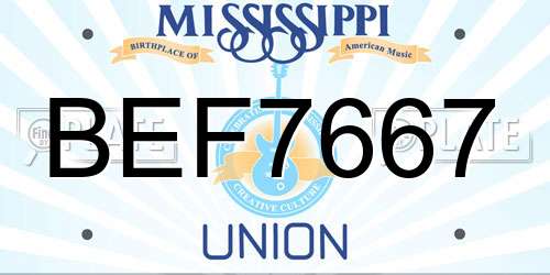 BEF7667 Mississippi License Plate