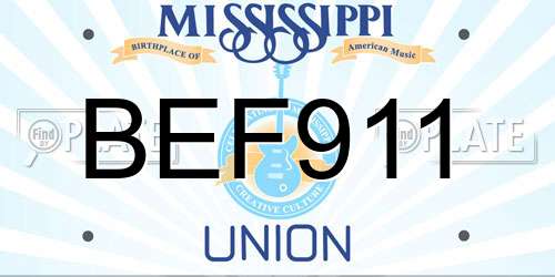 BEF911 Mississippi License Plate