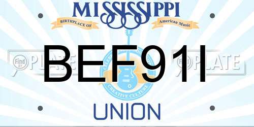 BEF91I Mississippi License Plate