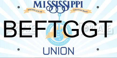 BEFTGGT Mississippi License Plate