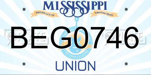 BEG0746 Mississippi License Plate