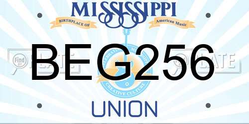 BEG256 Mississippi License Plate