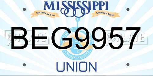 BEG9957 Mississippi License Plate