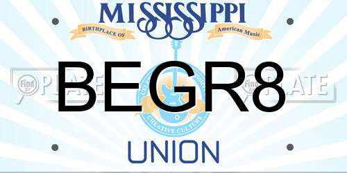 BEGR8 Mississippi License Plate