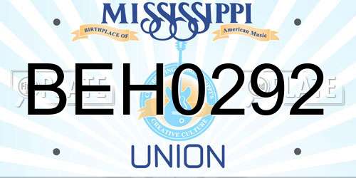 BEH0292 Mississippi License Plate