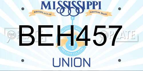 BEH457 Mississippi License Plate