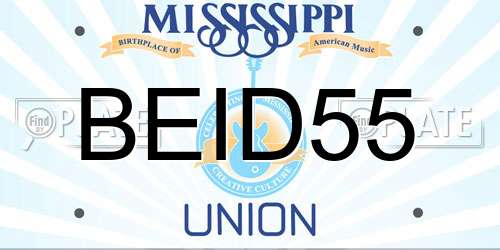 BEID55 Mississippi License Plate