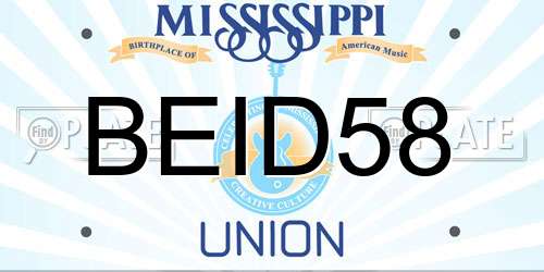 BEID58 Mississippi License Plate