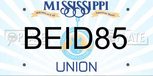 BEID85 Mississippi License Plate
