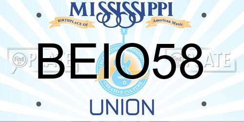 BEIO58 Mississippi License Plate