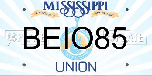 BEIO85 Mississippi License Plate
