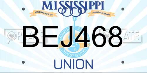BEJ468 Mississippi License Plate