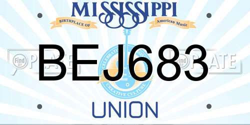 BEJ683 Mississippi License Plate