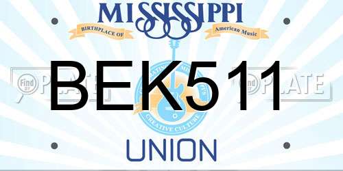 BEK511 Mississippi License Plate