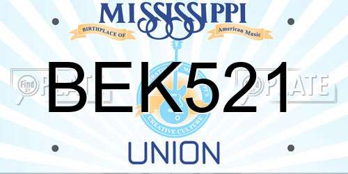 BEK521 Mississippi License Plate