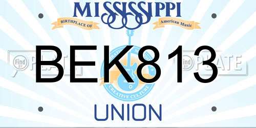 BEK813 Mississippi License Plate