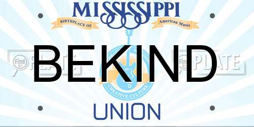 BEKIND Mississippi License Plate