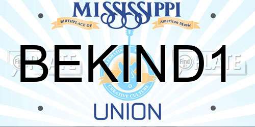BEKIND1 Mississippi License Plate