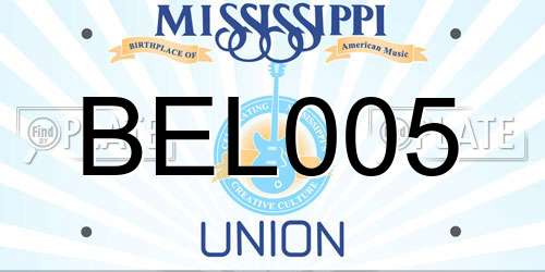 BEL005 Mississippi License Plate