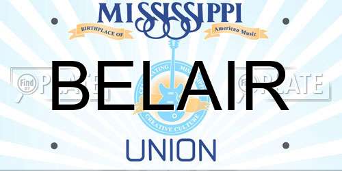 BELAIR Mississippi License Plate