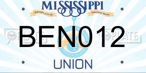 BEN012 Mississippi License Plate