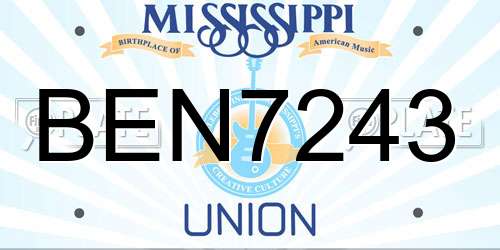 BEN7243 Mississippi License Plate