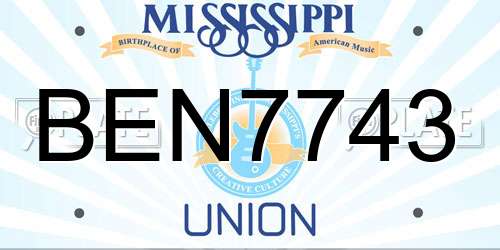 BEN7743 Mississippi License Plate