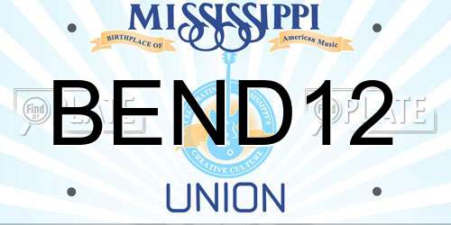 BEND12 Mississippi License Plate