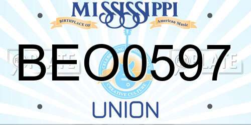BEO0597 Mississippi License Plate