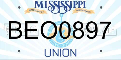 BEO0897 Mississippi License Plate