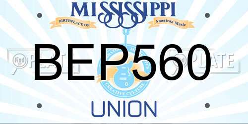 BEP560 Mississippi License Plate