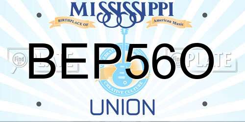 BEP56O Mississippi License Plate