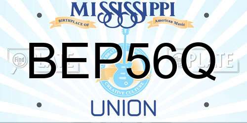 BEP56Q Mississippi License Plate