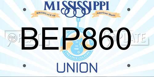 BEP860 Mississippi License Plate