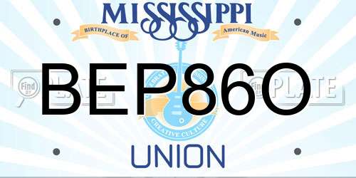 BEP86O Mississippi License Plate