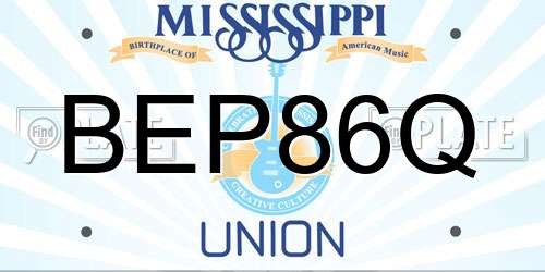 BEP86Q Mississippi License Plate