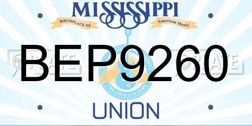 BEP9260 Mississippi License Plate