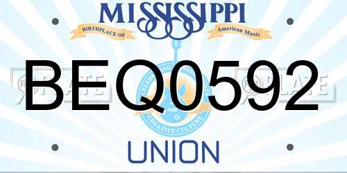 BEQ0592 Mississippi License Plate