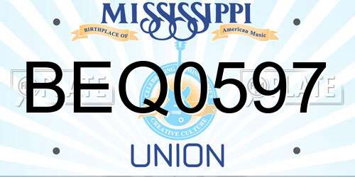 BEQ0597 Mississippi License Plate